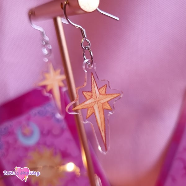 Star Acrylic Earrings - Hook Earrings - Illustrated Accessories, Jewellery