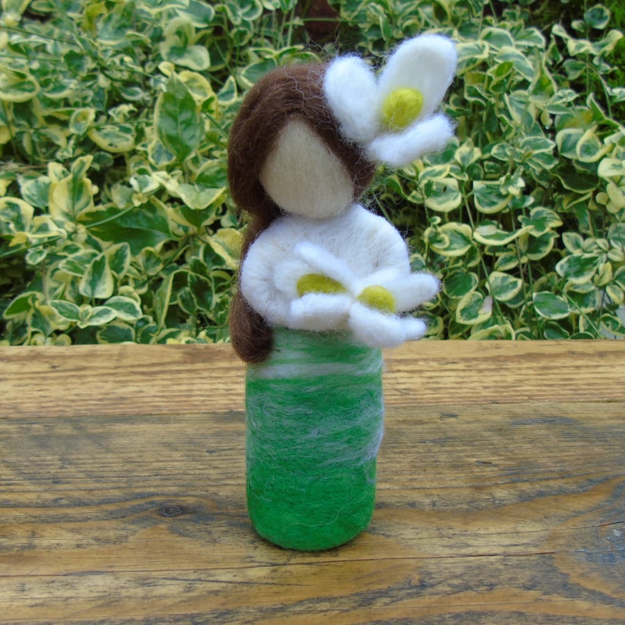 Snowdrop - Spring doll, needle felt doll, Spring display