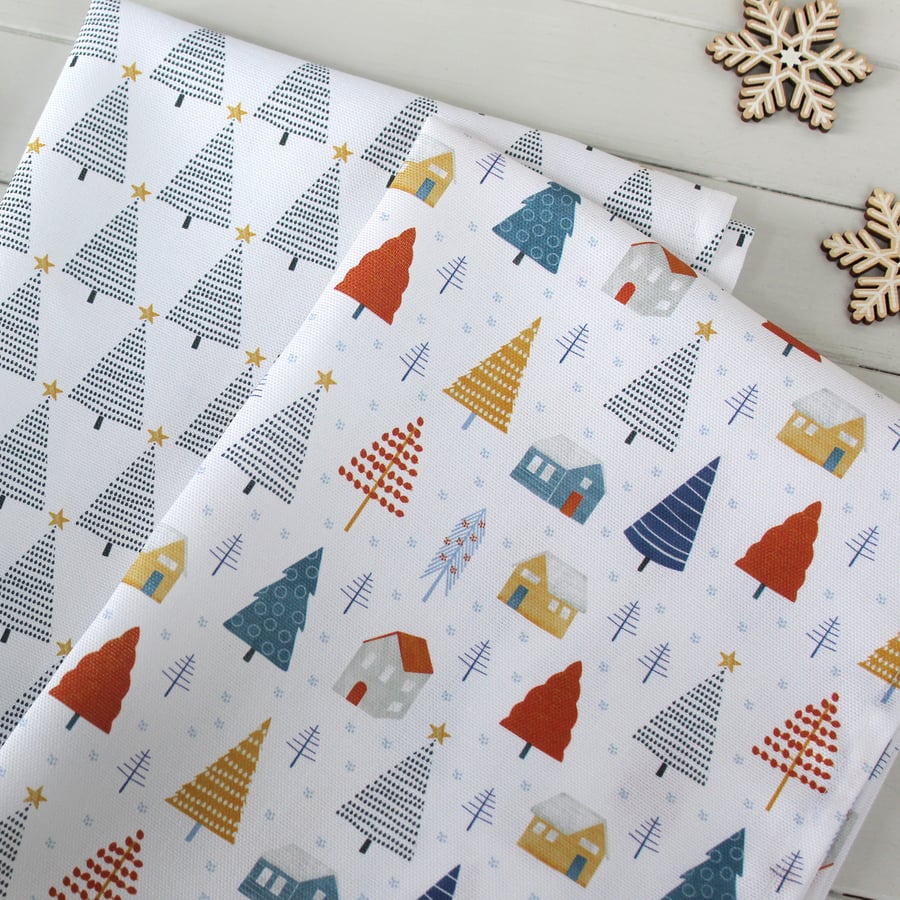 Alpine Village Xmas Tea Towel Set