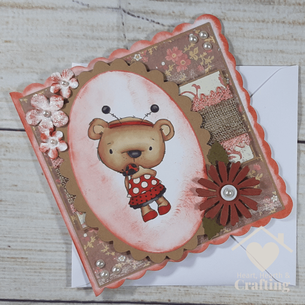 Handmade Greeting Card - Bella Bear Ladybird