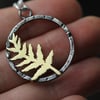 Brass Fern and Sterling Silver Necklace - Made to order