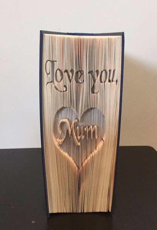 Love You Mum in a Heart CUT & FOLD Book Folding Pattern - EMAILED PDF PATTERN