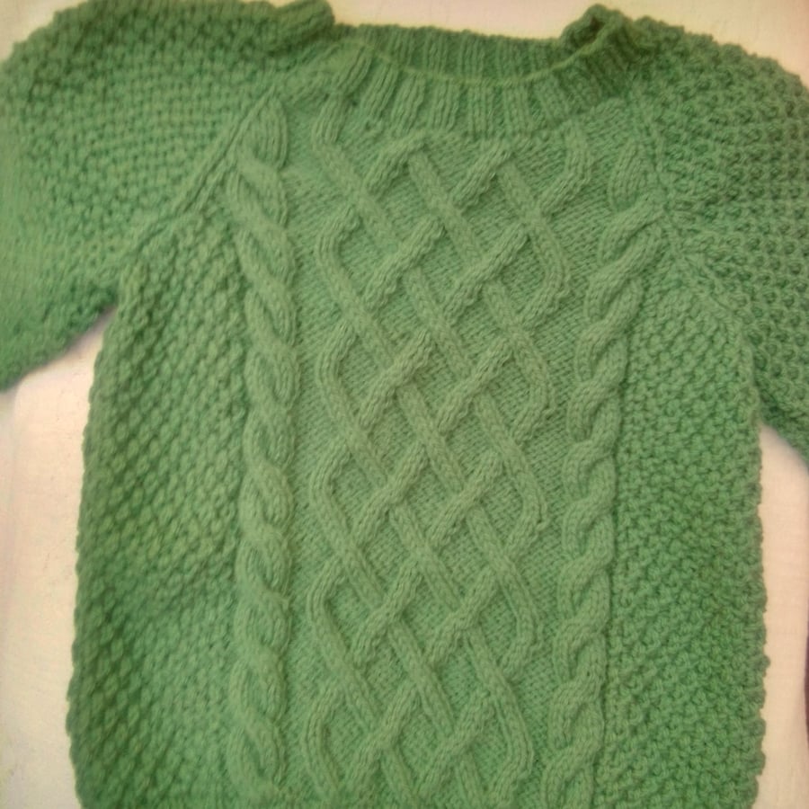 Unisex Round Neck Lattice Cable Aran Jumper, Ch... Folksy