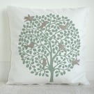 Birds Cushion Cover Zipped Oblong Bolster Case 16" x 12" Sanderson Bay Tree