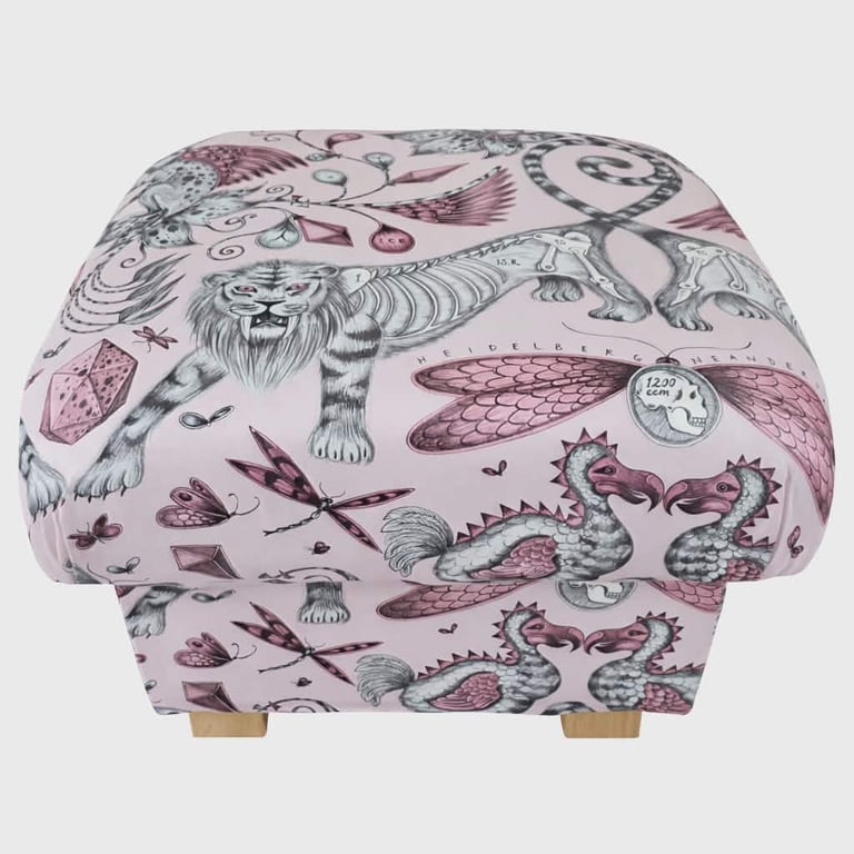 Storage Footstool Emma Shipley Extinct Pink Fabric Pouffe Dodo Animals Footstall
