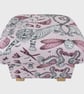 Storage Footstool Emma Shipley Extinct Pink Fabric Pouffe Dodo Animals Footstall