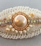 Bridal Peach Pearl Beaded Vintage Style Hair Barrette Clip - Image 2