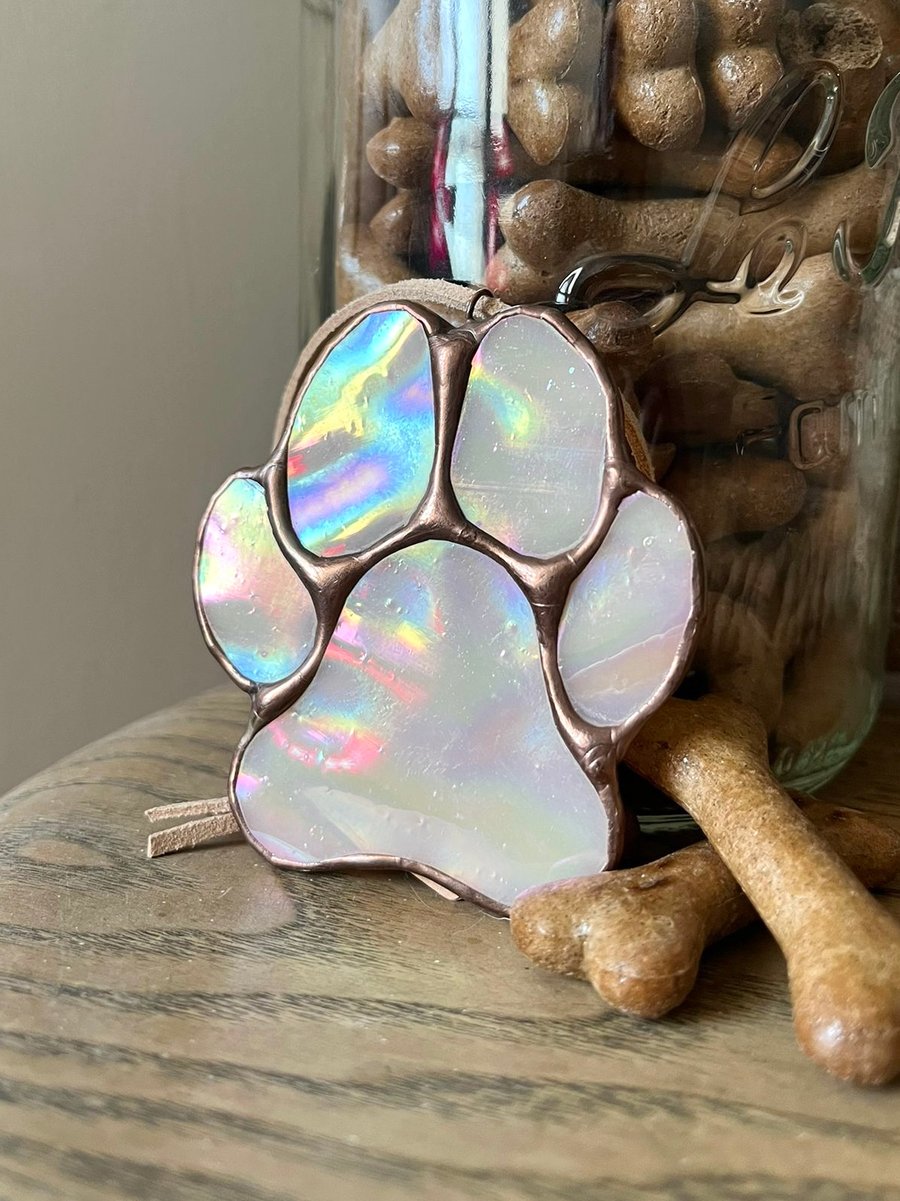 Vanilla stained glass paw decoration - golden retriever Labrador dog lover gift