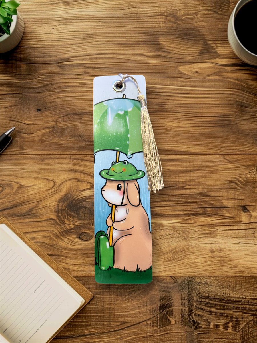 Rainy days bunny bookmark