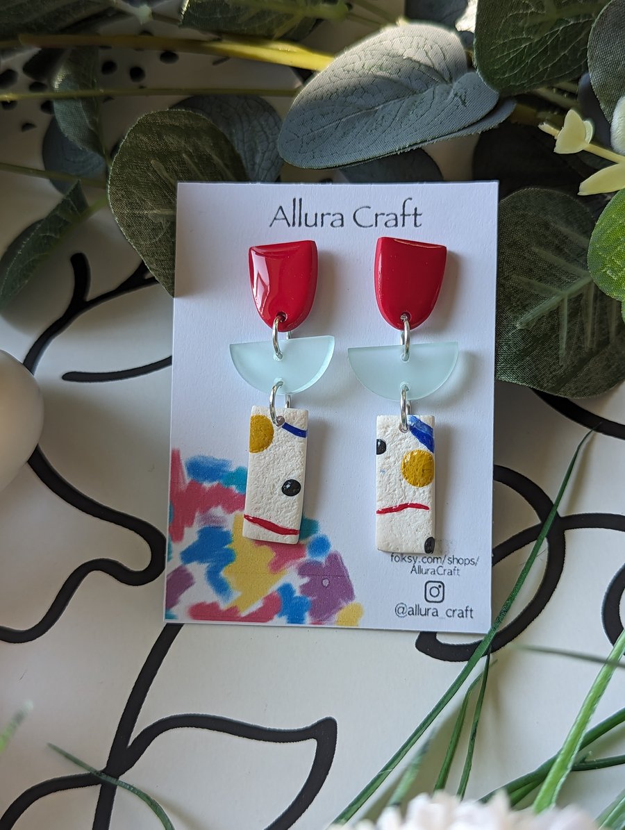 Squiggle Splodge and Line Abstract Earrings 
