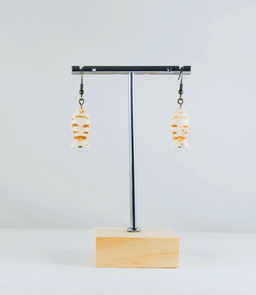 White fish earrings 