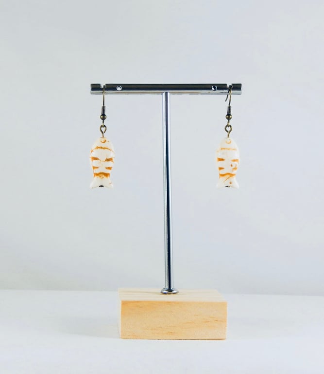 White fish earrings 