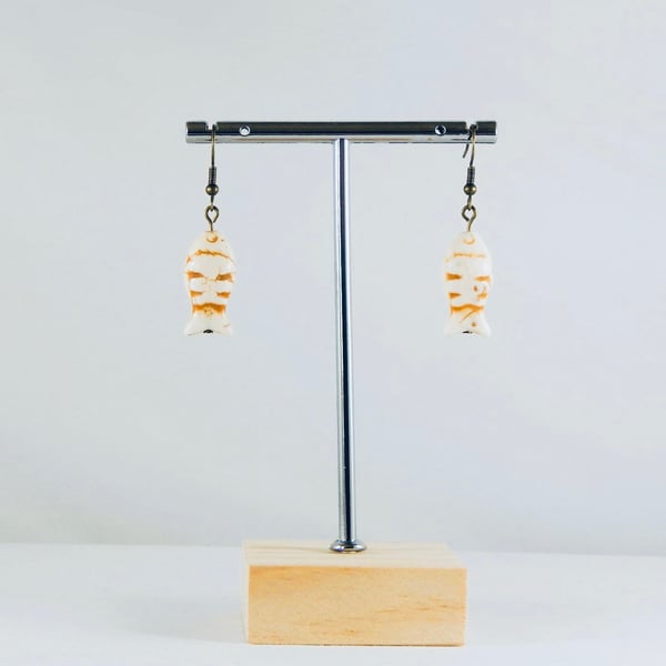 White fish earrings 