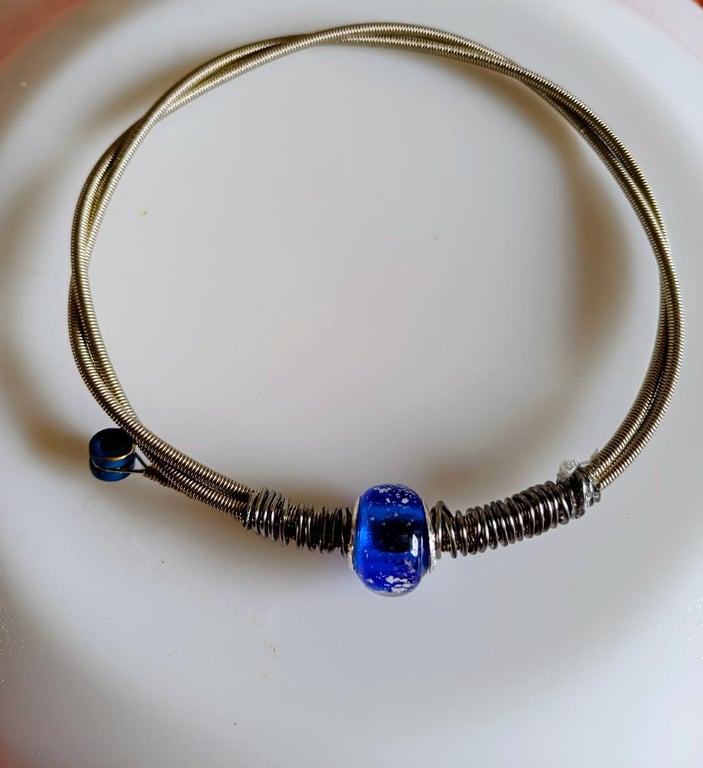 Up-Cycled Re-purposed Guitar String Bangle. Fabulous for any musician