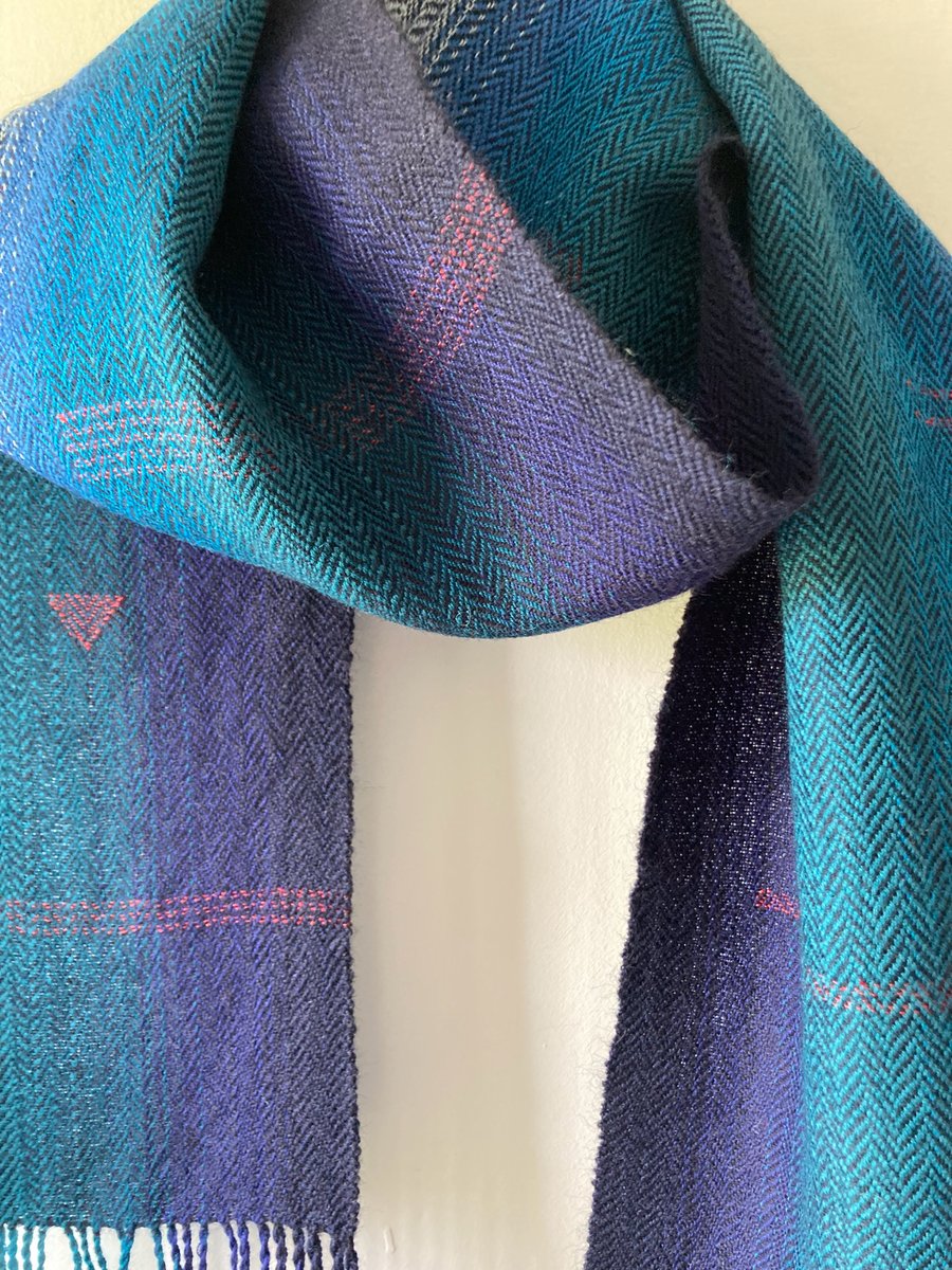 Saltwick Bay Handwoven Herringbone Merino and Silk Scarf