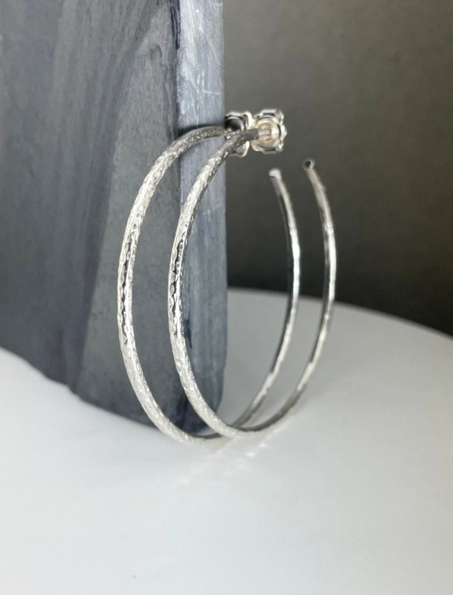 Large solid silver hoop cheap earrings