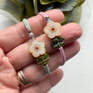A pair Handmade Costume Floral Beads Bracelet -- gift for girl, friendship