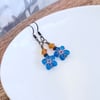Deep sky blue boho flower earrings