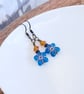 Deep sky blue boho flower earrings - Image 1