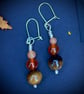 Sterling Silver dangle earrings with Tigers Eye, Red Agate and Peach Aventurine  - Image 2
