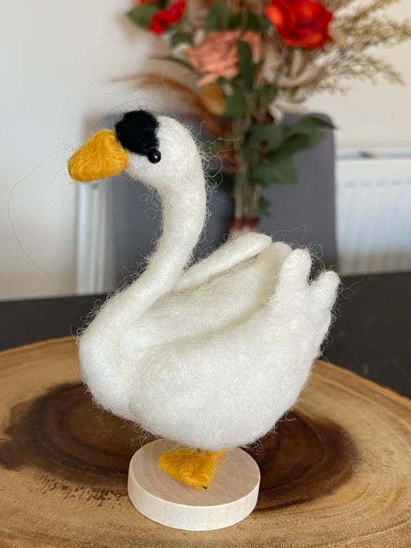 Handmade Needle Felted Swan Mini Figure