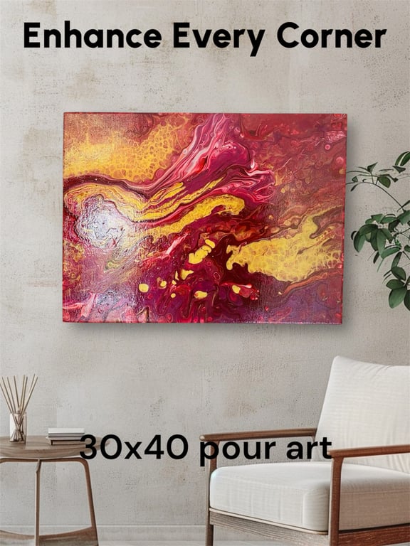 Acrylic fluid pour handmade art painting 