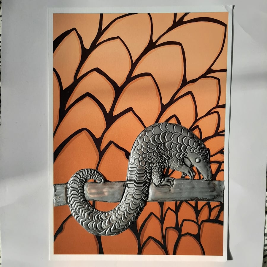 Pangolin Metal Embossed A4 Print