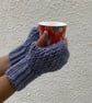 FINGERLESS MITTS , gloves ' Erme Trail '. Soft Wool blend. Blue.