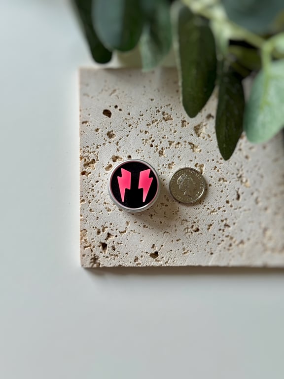Lightning Bolt Mini Earrings - Neon Pink