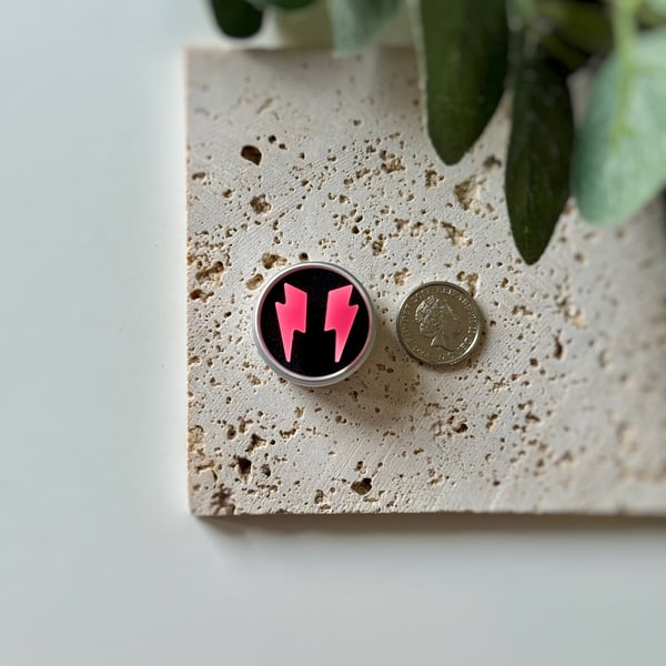 Lightning Bolt Mini Earrings - Neon Pink