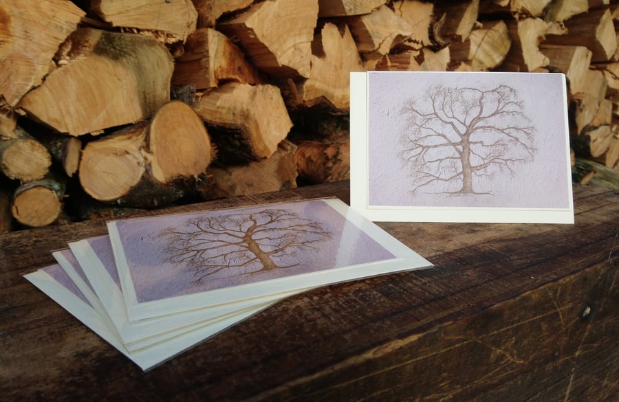 A6 pack of 5 Blank Tree, Woodland Christmas cards - Design, The light between us