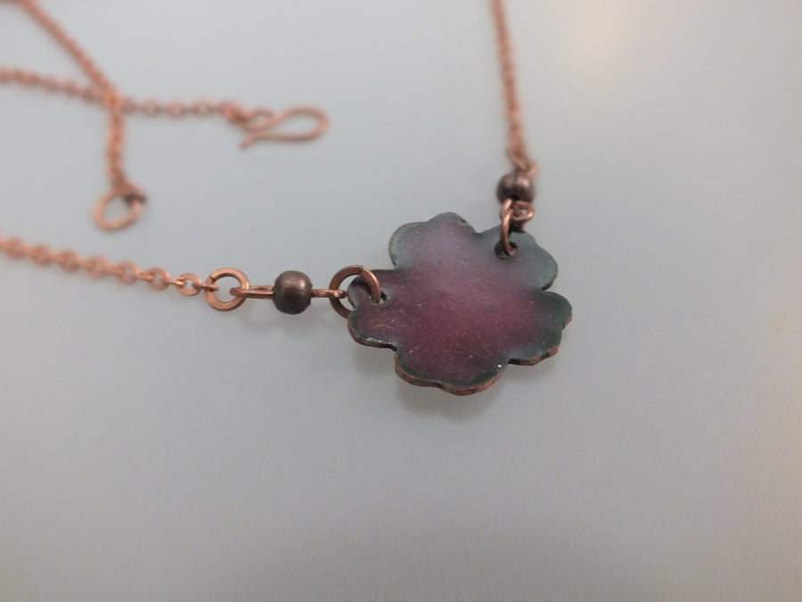 Burgundy enamel flower necklace