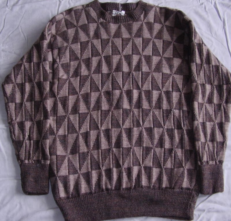 Triangle Jumper in brown and fawn, diamonds, Perfectly Imperfect