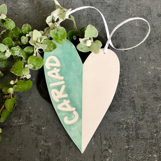 Ceramic heart wall decoration - Cariad