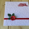 Handmade, embossed Christmas rose card CC242