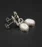 Cream mother of pearl and antique silver flower earrings - Image 5