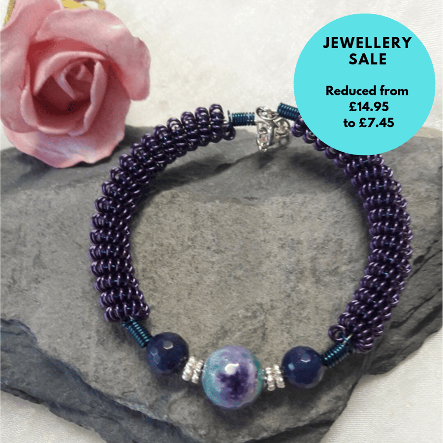 SALE Wire wrapped bangle - Gemstone