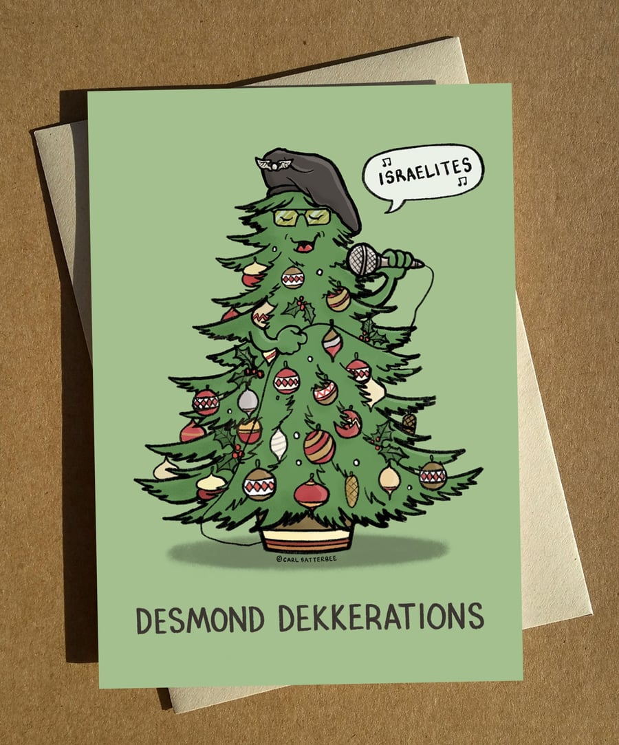 Desmond Dekker Reggae Cartoon Pun Christmas Card A6