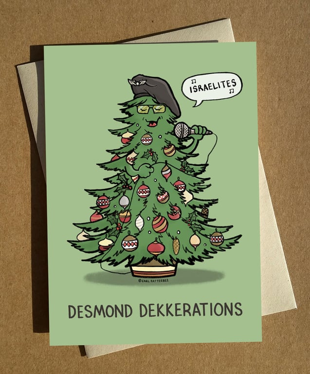 Desmond Dekker Reggae Cartoon Pun Christmas Card A6