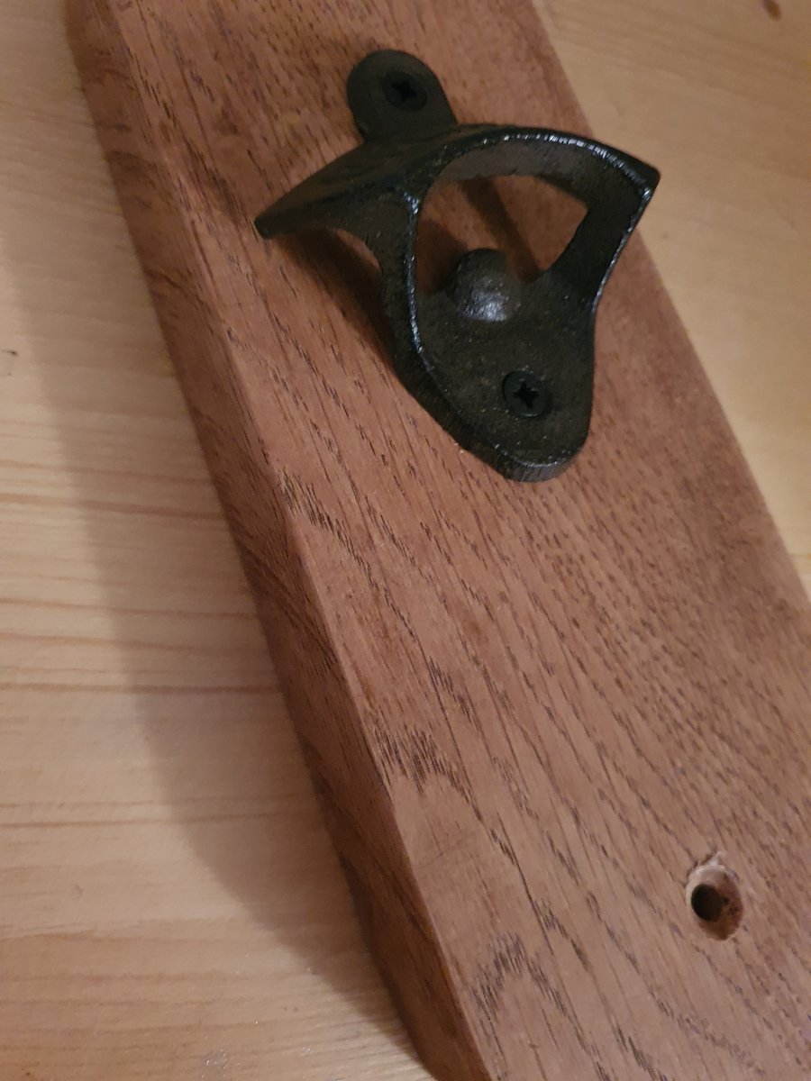 Wood Mounted Bottle Opener - Reclaimed Oak   -  free UK postage 