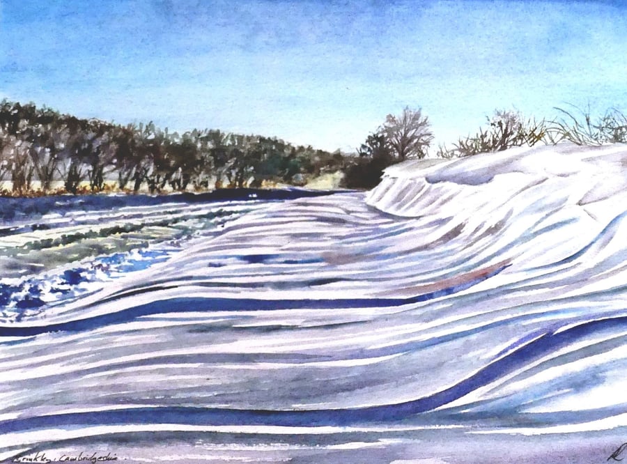 Winter Snow Banks Watercolour Original Painting