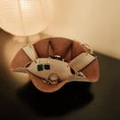 Leather Trinket Bowl - White Distressed Leather