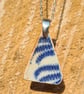 Blue Willow Beach Worn Pottery Pendant - Image 1