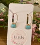 Light Blue Cat Face Hoop Earrings, Enamel Charms, Handmade Jewellery 