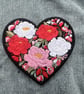 Peony Flower Love Heart Embroidered Patch Iron On Sew On Floral Badge - Image 3