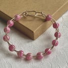 Pink striped wire bracelet