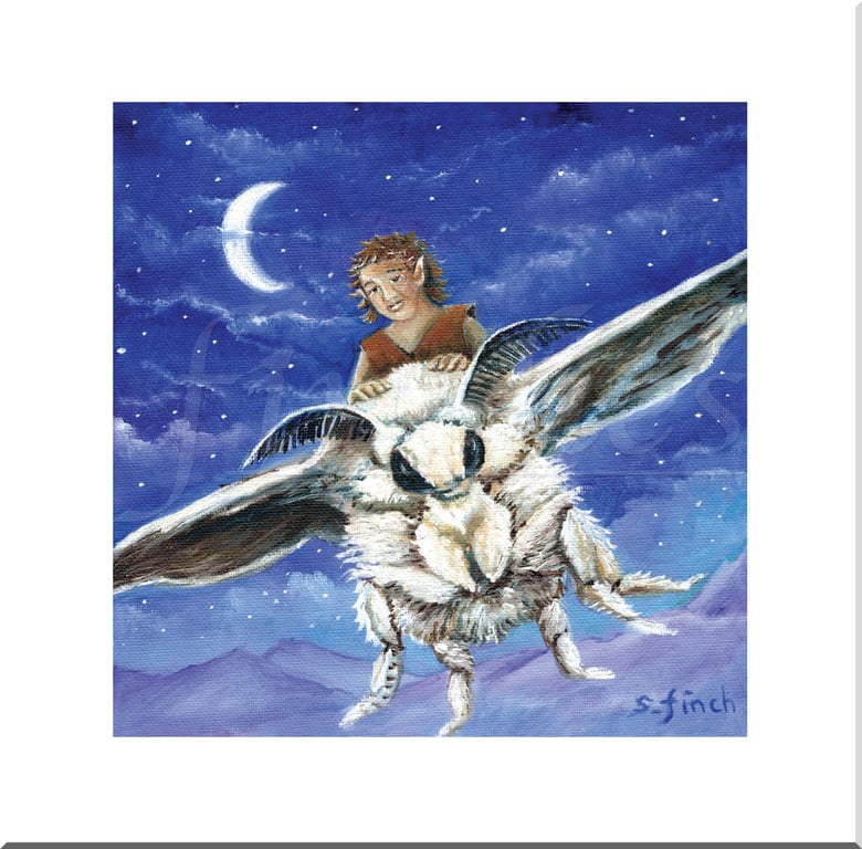 Elf Moth Rider - Greeting Card