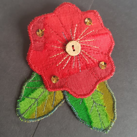 Poppy Textile Brooch