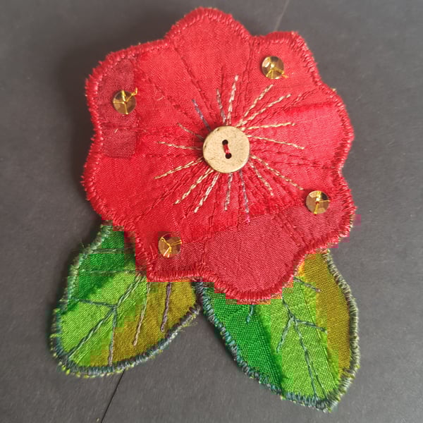 Poppy Textile Brooch