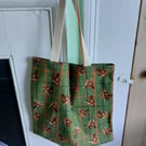 Small Highland Cow Tartan Tote Bag Cotton 36 cm x 35 cm